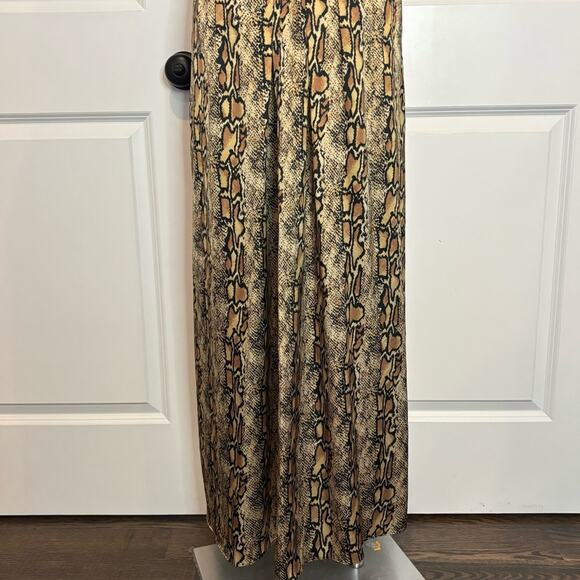 Great Jones Tan Black Snake Print Drape Neck Racerback Maxi Dress 2 - Picture 9 of 11